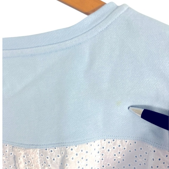 ME + EM Cotton Embroidered Eyelet Back Puff Sleeve Tee/Top - Picture 8 of 9